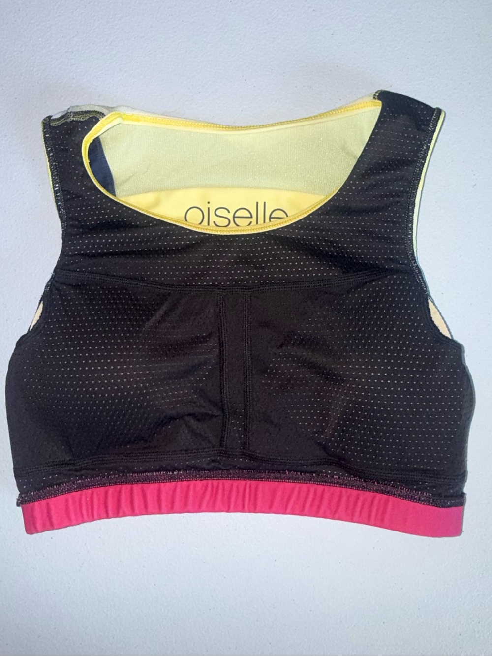 Oiselle Colorblock Sports Bra Crop Top Running Racerback Activewear Medium -pads - Picture 5 of 7